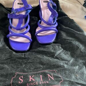 Skin Blue Strappy Leather Sandals